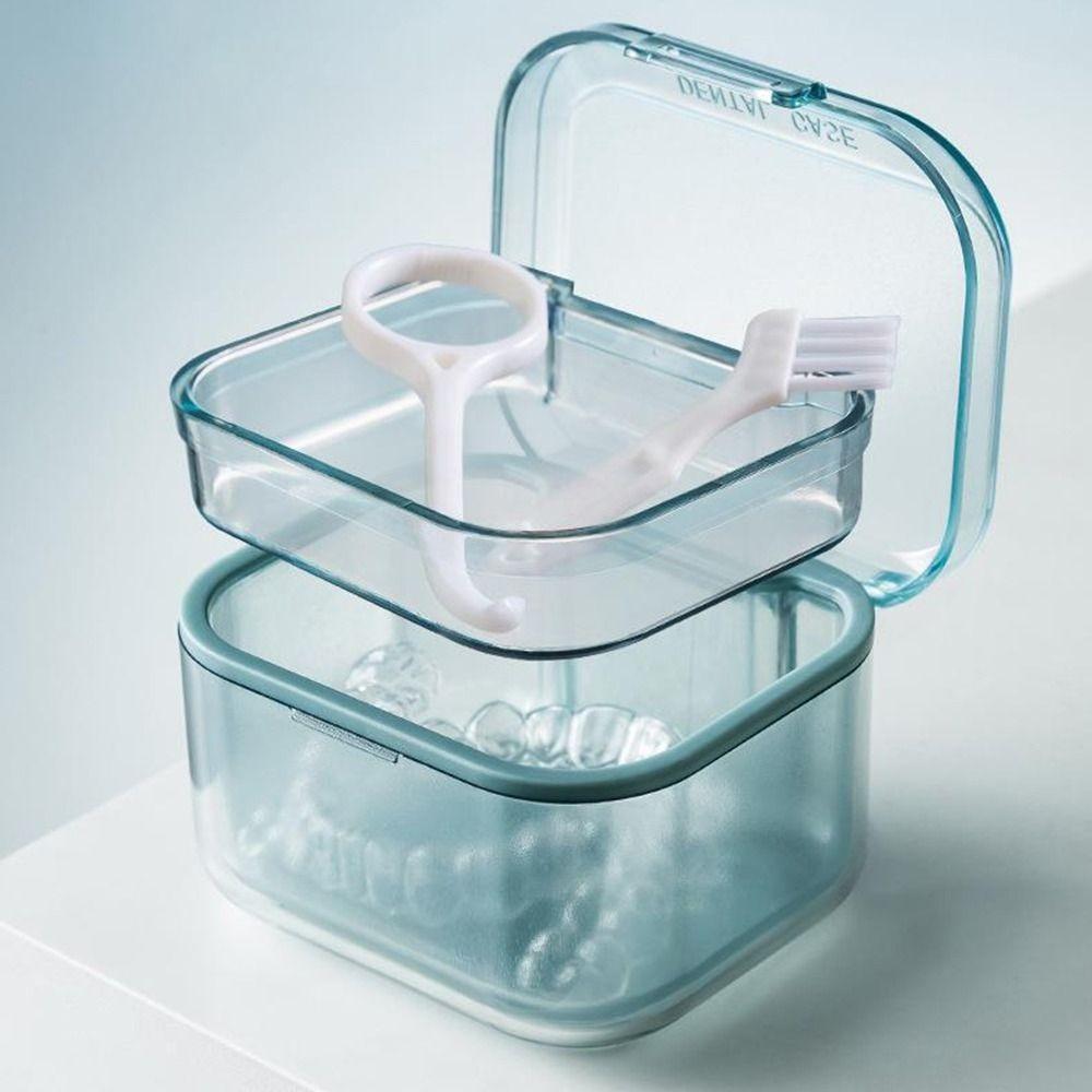 Transparent Denture Storage Case Draining Dental Braces Container  Orthodontic Retainer