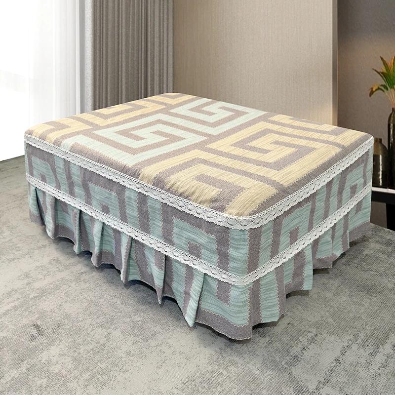 

Sofa Footrest All-inclusive Square Low Stool Cover Elastic Jacquard Ottoman Cover Chair Cover Furniture Protector 60x60cm