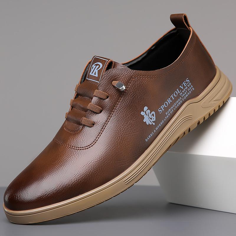 2024 Spring and Autumn New Men's Daily Casual Leather Shoes Men's Soft-soled Soft Leather Foot Sneakers Versatile Flat Shoes 6869
