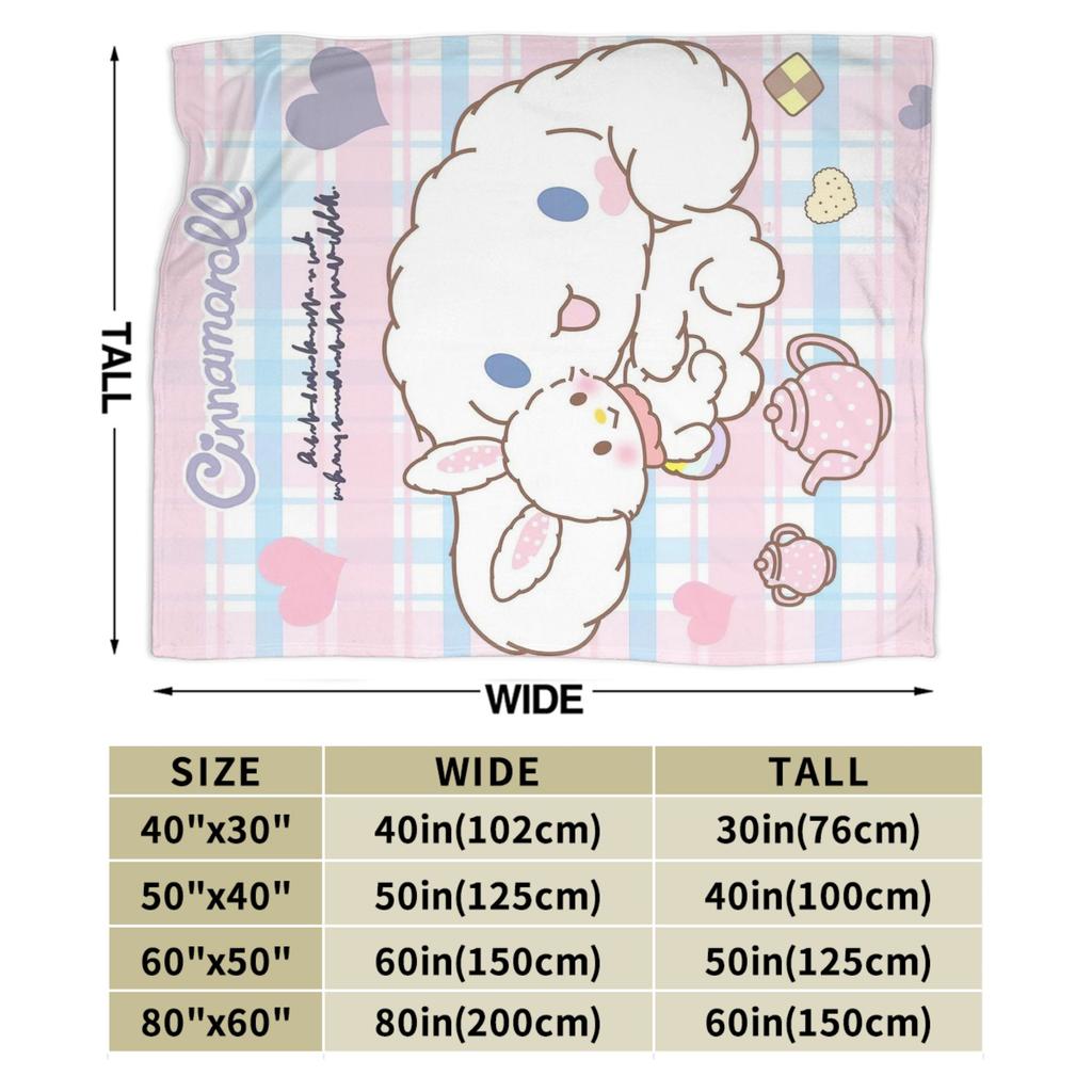 Cinnamoroll Decken Cartoon Flanell Großartige Atmungsaktive Überwurfdecken für Bett Sofa Dekoration