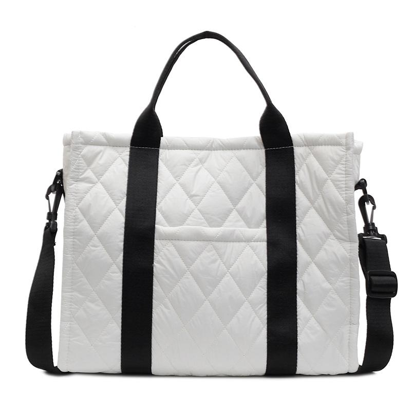 Bag Women's Korean Ins Cotton Bag 2025 New Diamond Large-capacity Portable Tote Bag Commuter Shopping Shoulder Bag