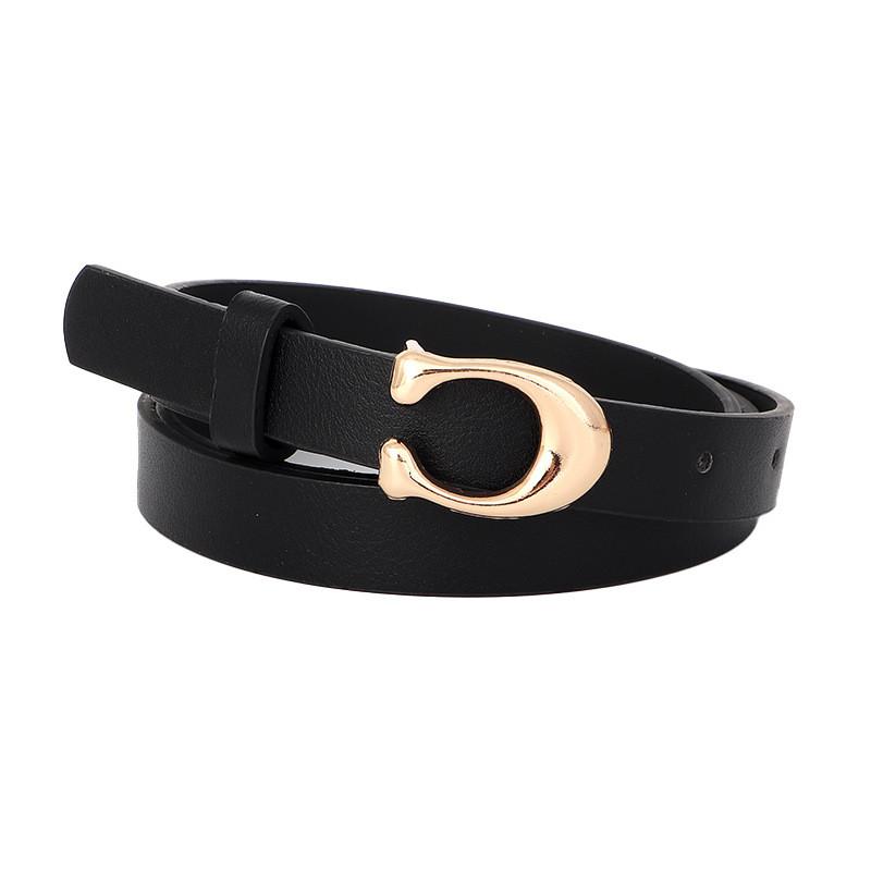 Pu Womens Leather Belt With C Alphabet Buckle Design For Office Casual Wear