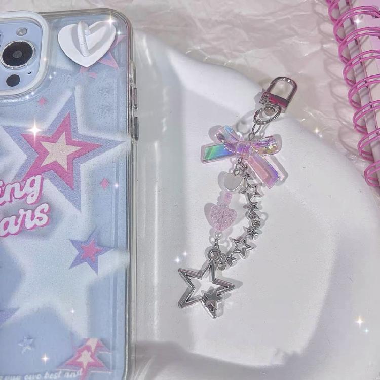Stylish Acrylic Alloy Keyring Beaded Keychain Accessory for Phones and Purses