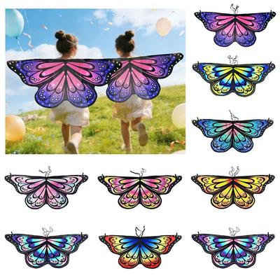 Colorful Kids Butterfly Wings Costume Cosplay Costume Fairy Shawl Pixie Cloak  Party Accessories