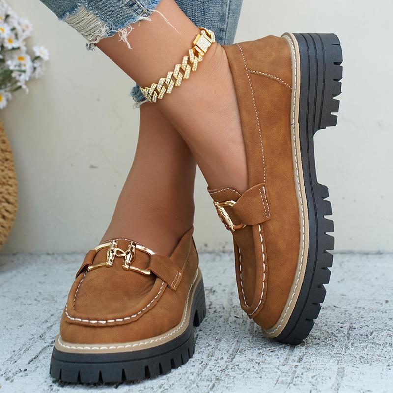 

Новая женская обувь маленькие кожаные туфли женская весенне-осенняя модная универсальная ретро повседневная толстый каблук толстая подошва одинарная 43