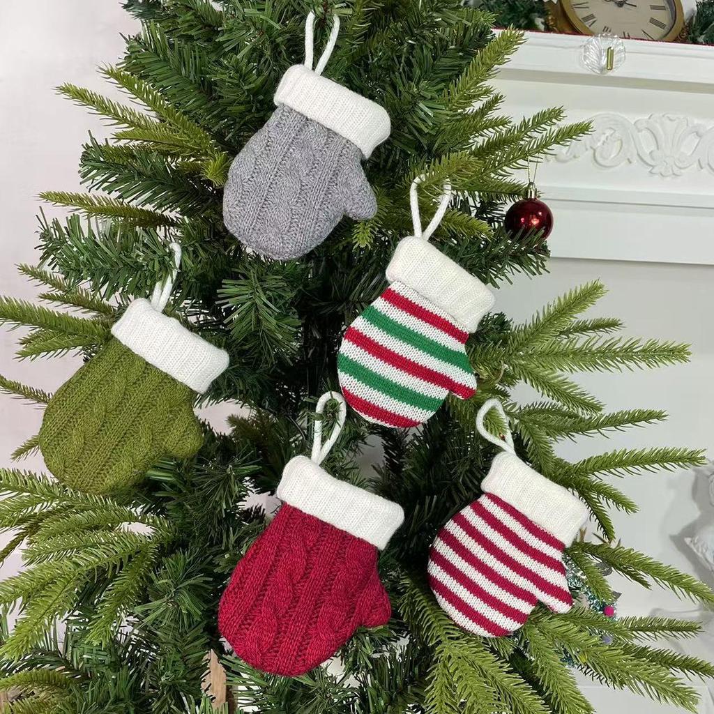 Christmas Festival Mini Knitted Sock Ornaments for Tree & Cutlery Decoration