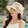 Chapeau de soleil Kentucky en organza pour femme, chapeau à large bord avec fleurs, idéal pour l'église, la plage, le Derby, pour un goûter ou un mariage