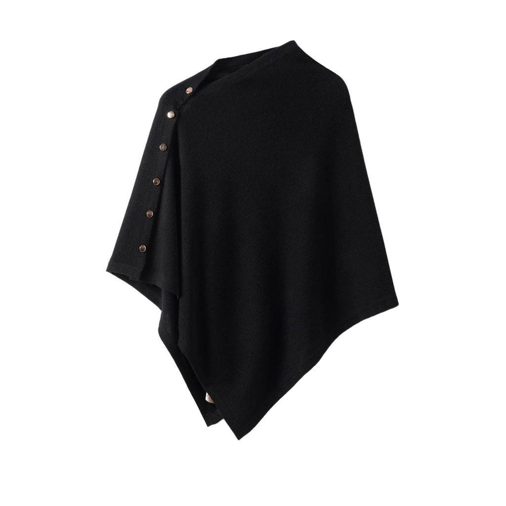 Cashmere Women's Loose-Fit Cardigan with Buckle - Cozy Autumn/Winter Shawl Scarf Coat