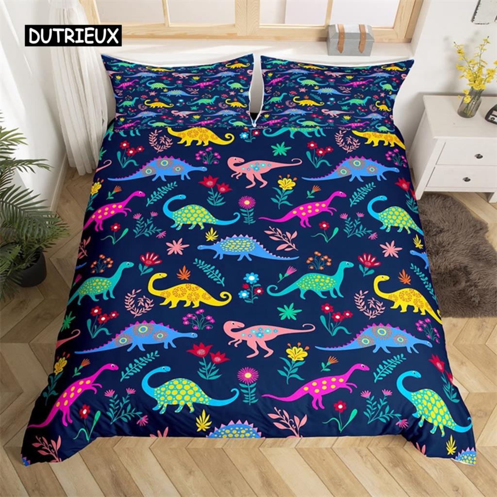 Cartoon Animal Duvet Cover Twin King Cute Cat Bedding Set Microfiber Paw Butterfly Floral Comforter Cover For Kids Girl Bedroom