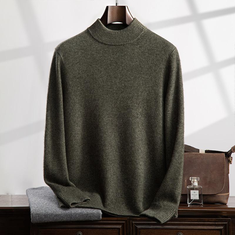 Cashmere sweater, semi-turtleneck sweater, loose and thickened long-sleeved bottomed knitted sweater, with a new top inside.