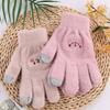 Smile Face Printing Gloves Mobile Phone Touchscreen Knitted Gloves Women Winter Thick Warm Adult Soft Mink Fluffy Gloves