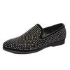 Men's Rhinestone Slip-On Leather Loafers - Pointed Toe, Large Size, British Casual Style.