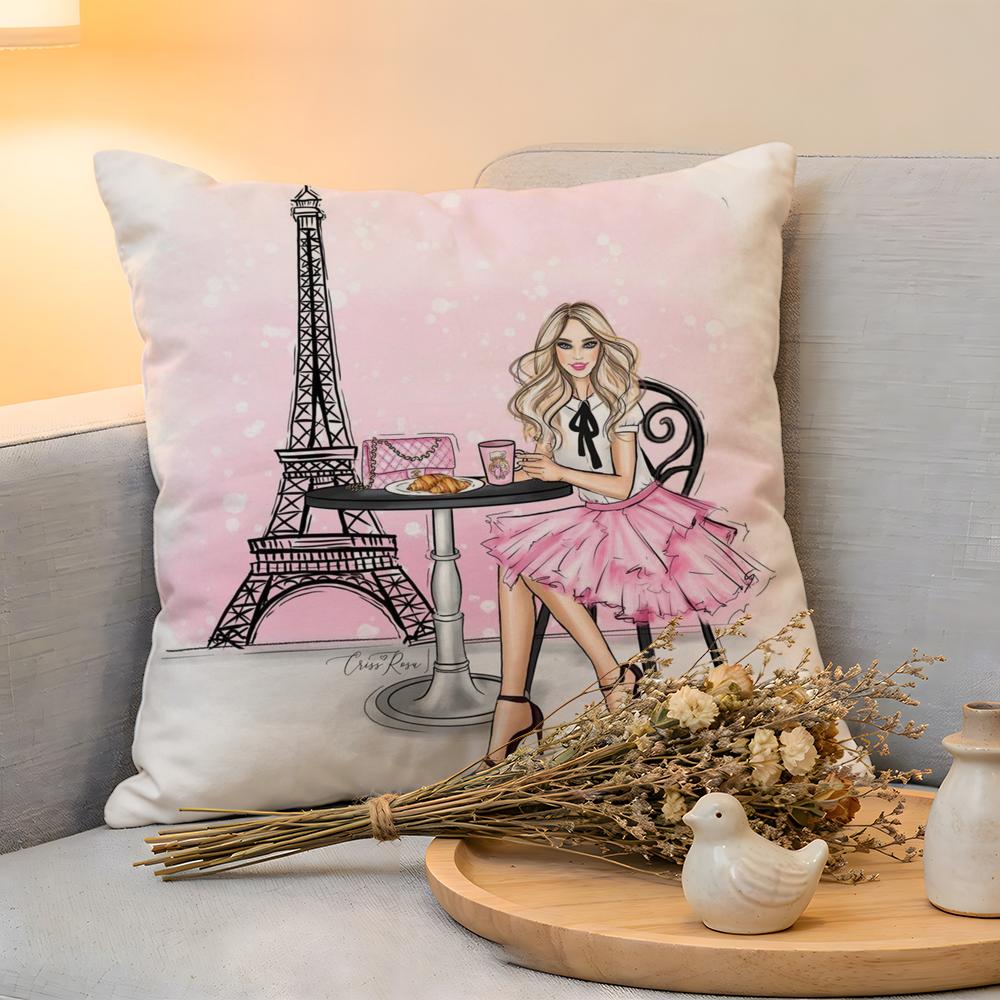 Cushion Cover  Linen  SkinFriendly Soft Decorative Case For Sofa Home Decor Classic France Eiffel Tower Pillow cover