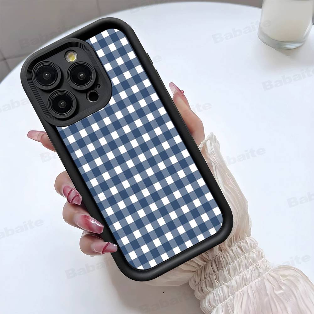Einfache schicke Gittermuster-Handyhülle für iPhone 17 16 E 15 14 13 12 11 Pro Max Plus Rückseite