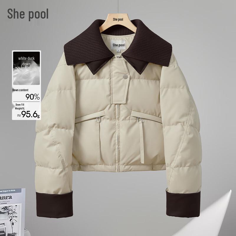 

Tachi Women s 90% Down PU Leather Color Block Short Jacket XL