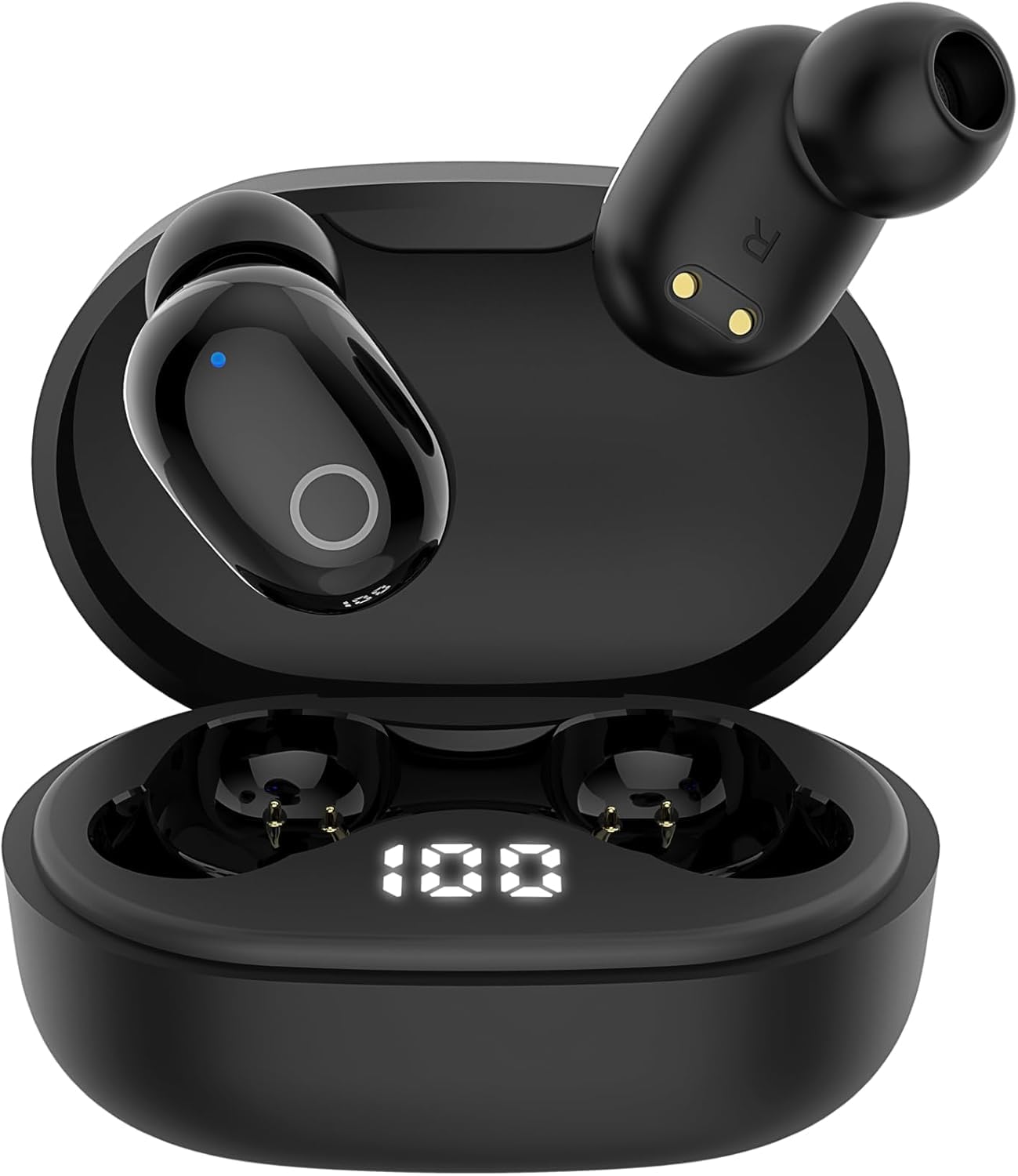 

Bluetooth Wireless IPX7 Up to 50 Hours of 2025 Latest Bluetooth HIFI Sound Low Latency Instant Single or for Web and Compatible with Android and чёрный