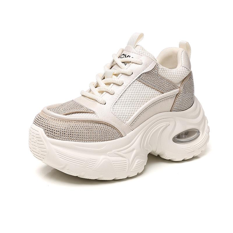 European station platform dad shoes women's 2025 autumn new fashion polished breathable mesh heightening sports and leisure shoes