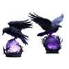"Raven's Moonlight" Gotische Led Lamp – Mysterieuze Kraai Op Gloeiende Bol Sculptuur, 3D Holle Lantaarn Met Violet Licht