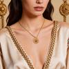 Retro Style Tiger'S Eye Stone Flower Pendant Necklace Female, Stainless Steel Twist Chain Necklace 2669
