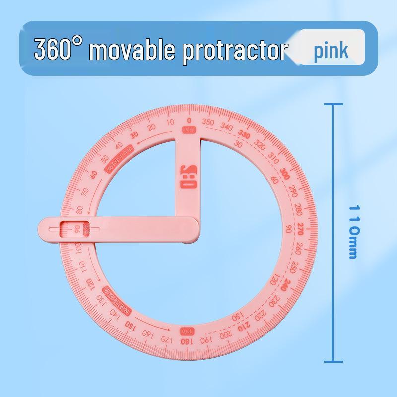 360° Movable Angle Teaching Protractor for Second Grade Students - Right & Acute Angles Drawing Tool