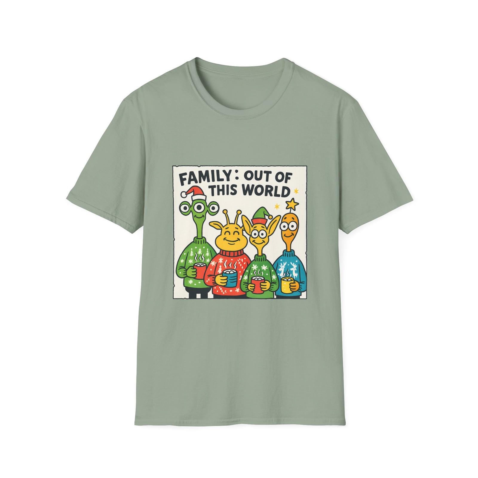 Unisex Softstyle T-Shirt Mens Womens Tees Top Alien Family Ugly Christmas Sweater Funny Holiday S