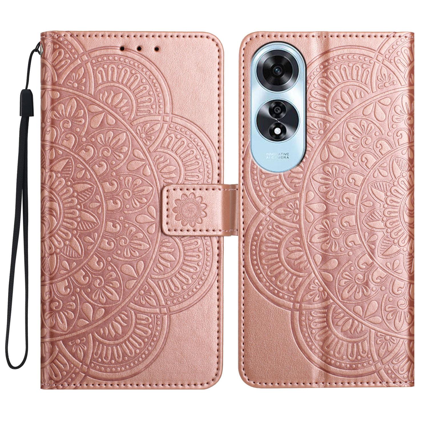 

Чохол-гаманець для Oppo A60 4G із штучною шкірою та принтом Mandala Rose Gold