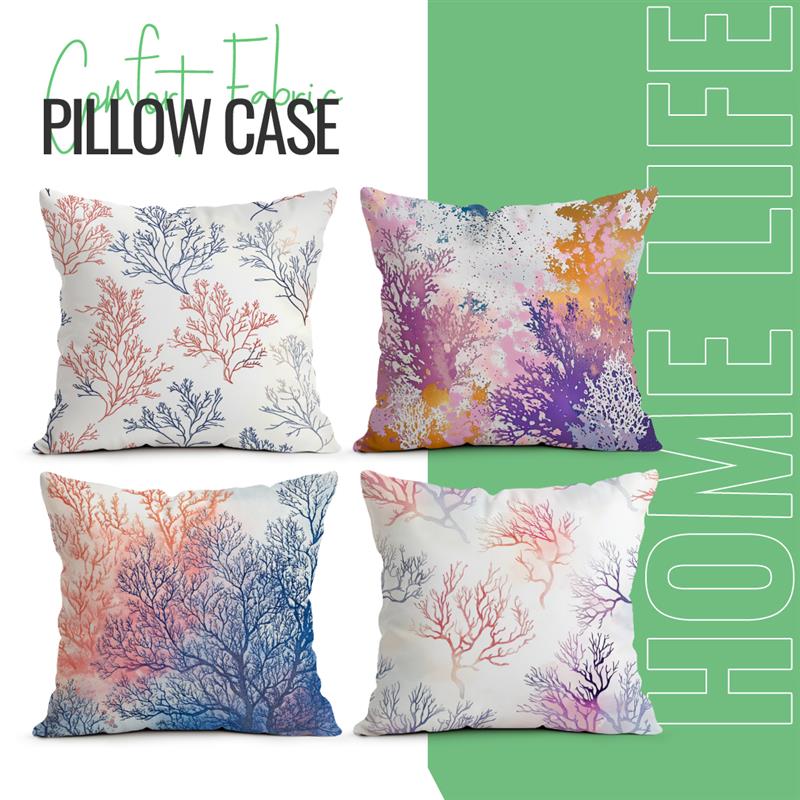 Coral Reef Pattern Decorative Cushions Pillowcase Polyester Cushion Cover Throw Pillow Sofa Decoration Pillowcover Home Decor