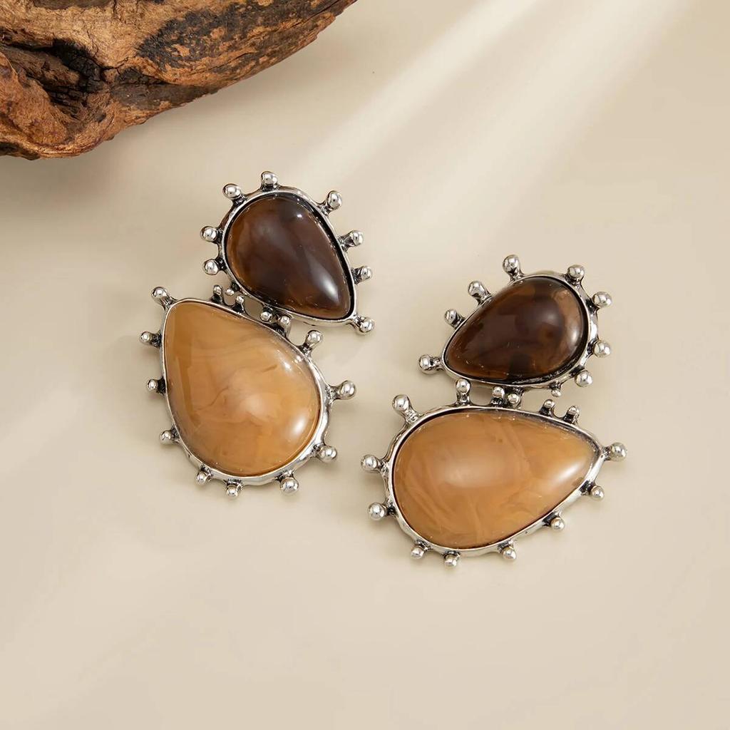 Salircon Vintage Irregular Geometric Waterdrop Pendant Earrings Women Baroque Resin Acrylic Dangle Earring Banquet Party Jewelry