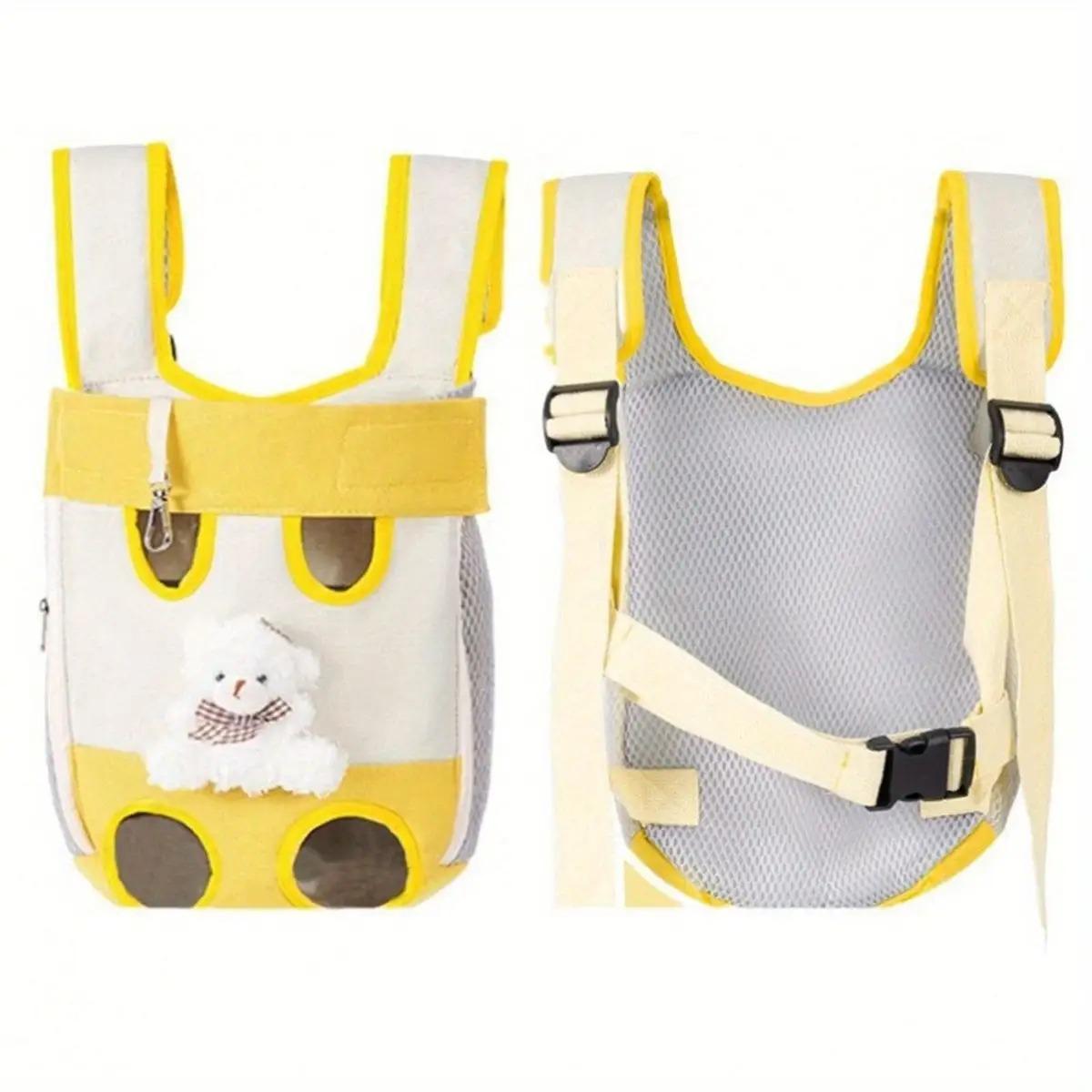 

Pet Carrier Backpack, Adjustable Pet Front Cat Dog Carrier Backpack Travel Bag, Legs Out, Easy-Fit for Traveling Hiking Camping for Small Medium S жёлтый