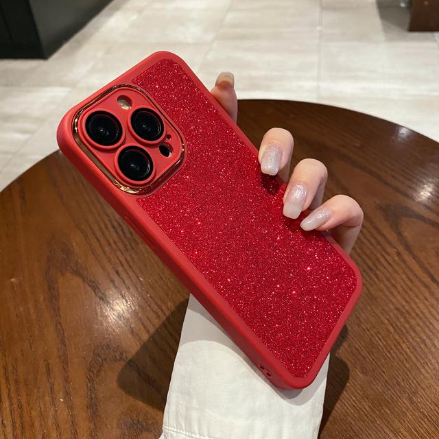 

Роскошный чехол для телефона с блестящими стразами, драгоценными камнями и бриллиантами для iPhone 15 13 12 11 14 Pro Max, защитный мягкий чехол для камеры For iPhone 11ProMax красный