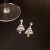 Simple And Cold Wind Diamond-Set Christmas Tree Earrings, Niche High-End Christmas Earrings, Star Earrings.