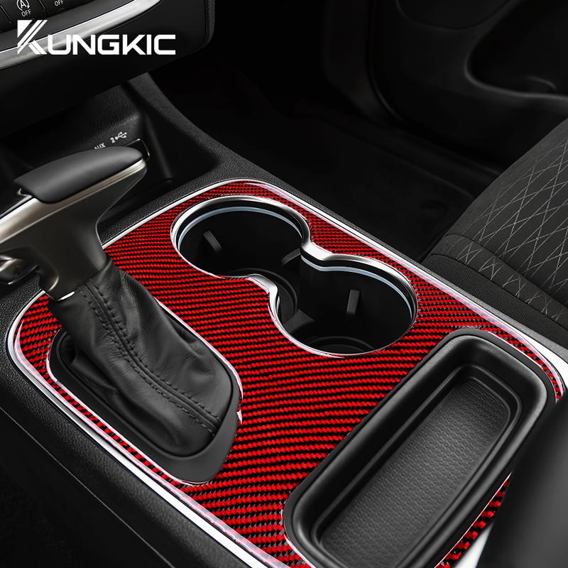 Real Soft Carbon Fiber For Dodge Durango 2018   Car Gear Shift Panel Transmission Console Cover Sticker Interior