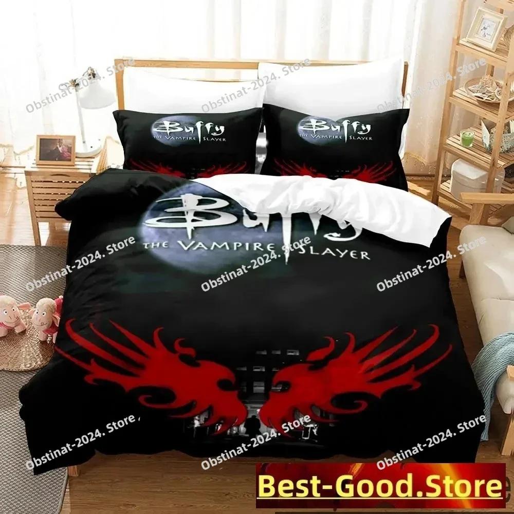 3D-Druck Buffy – Der Vampirjäger Bedrucktes Bettwäsche-Set Bettbezug Kissenbezug Bettwäsche-Set Bettlaken Bettbezug Voll Queen-Size