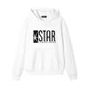 Nova‑badge Men Hoodie Front Stylized Star‑graphic Block‑font Text Motif Pullover For Soft Relaxed Casual Street Wear