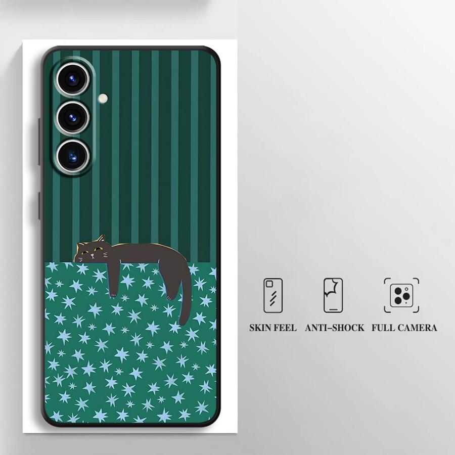 Case for Samsung Galaxy A57 A24 A53 A35 A55 A73 A51 A25 A37 A22 A32 A26 A23 A52 A36 Phone Cover A71 A72 Cartoon Grid Cat