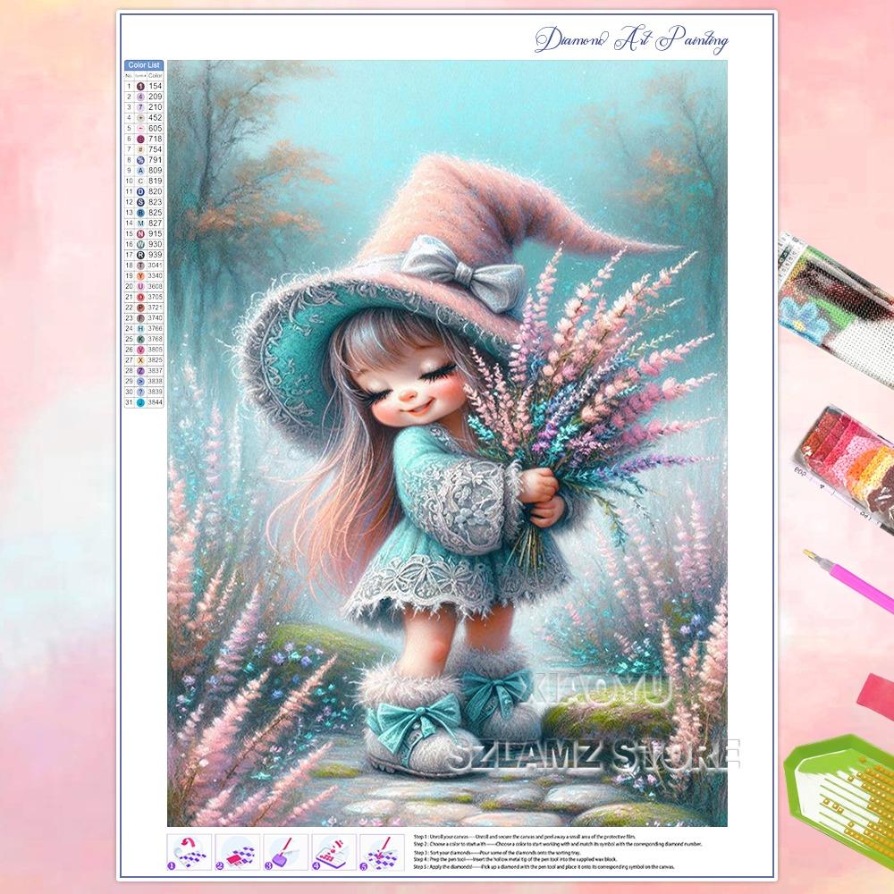 

Алмазная живопись своими руками Милая девушка и животное Новинка 2025 Полная круглая мозаичная вышивка AB Алмазное искусство Хобби для взрослых Подарки ручной работы Round 20x30cm