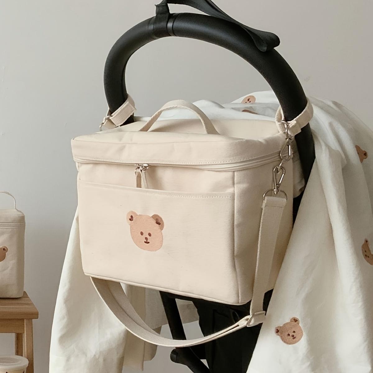 30x22x14cm Bear Thermal Bag Stroller Storage Bag Parent Portable Outing Cold Storage Bag Inner Insulation Material Waterproof