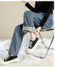 Plüschige, dicke Jeans im Hong Kong-Stil mit weitem Bein für Damen – Winter-Straight-Leg Loose Fit