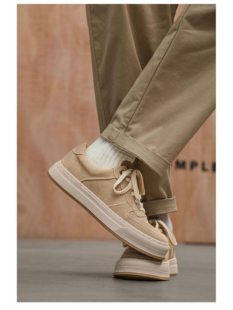 2024 New Design Men's Thick-Soled Cow Suede Casual Sneakers – Trendy & Versatile Fashion