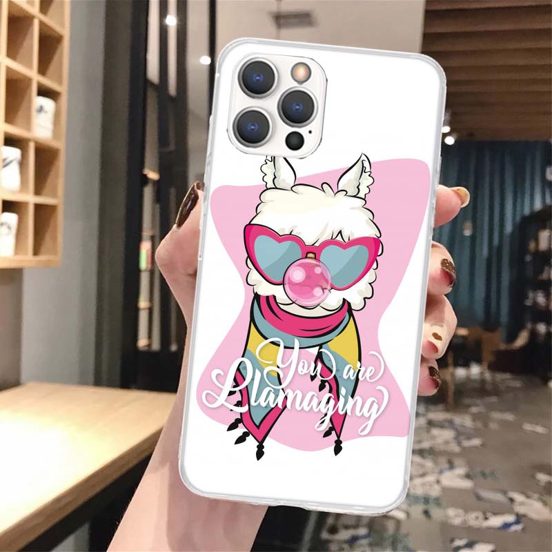 Lama Llama Alpacas Soft Phone Case For iPhone 16 15 14 13 12 11 Pro Max X XR XS 7 Plus 8 + SE 2020 Pattern Customized Cover 14 1