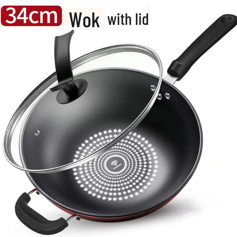 Wutuo 34cm Non-stick Iron Wok with Lid