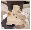 Thick-soled Martin boots women's shoes 2025 spring and autumn new non-slip rhubarb boots women's British height-increasing outdoor tooling short boots