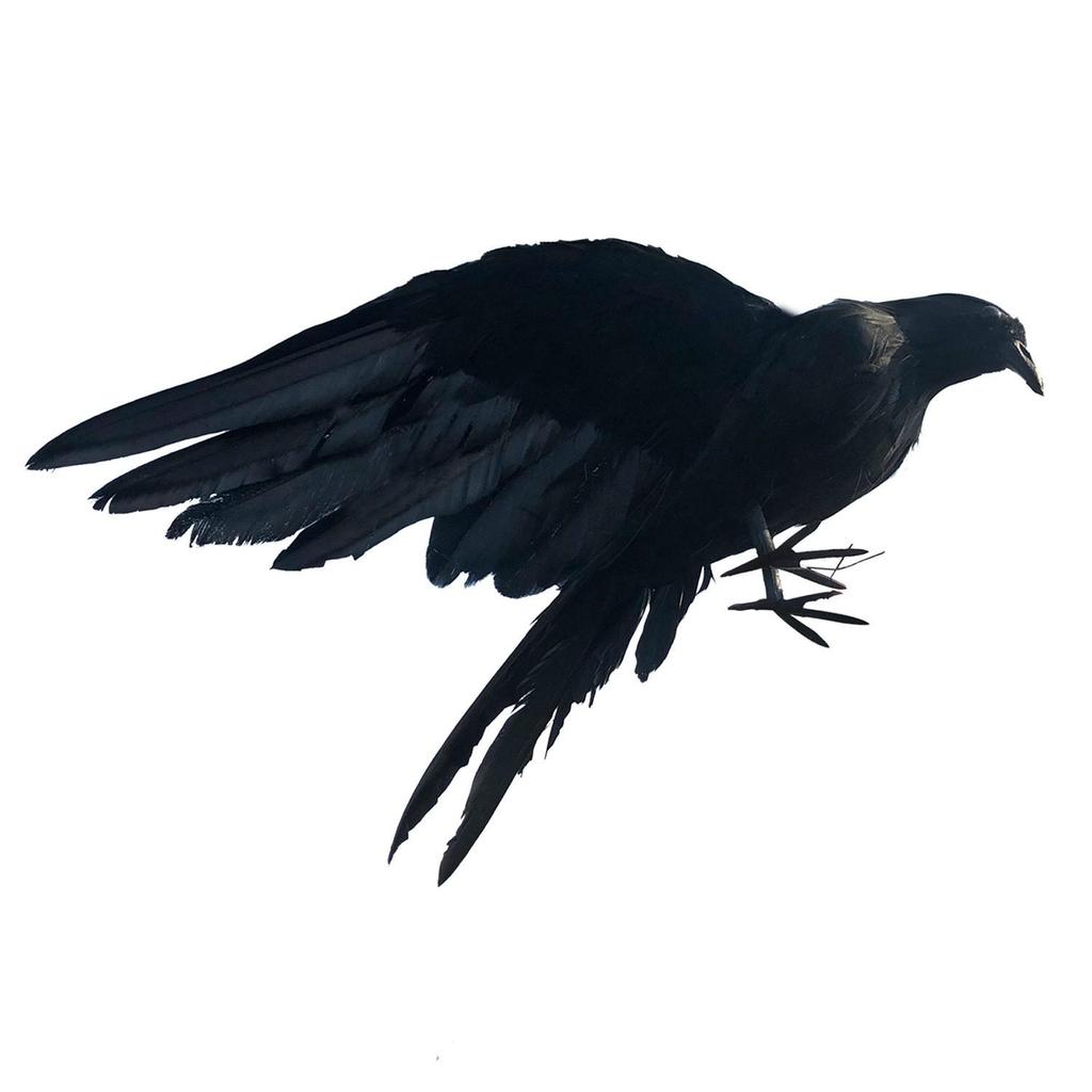 Duża kreskówkowa ozdoba wrona: Prawdziwe Pióra Ptak na Boże Narodzenie, Halloween i do Nordyckiego Wystroju Domu