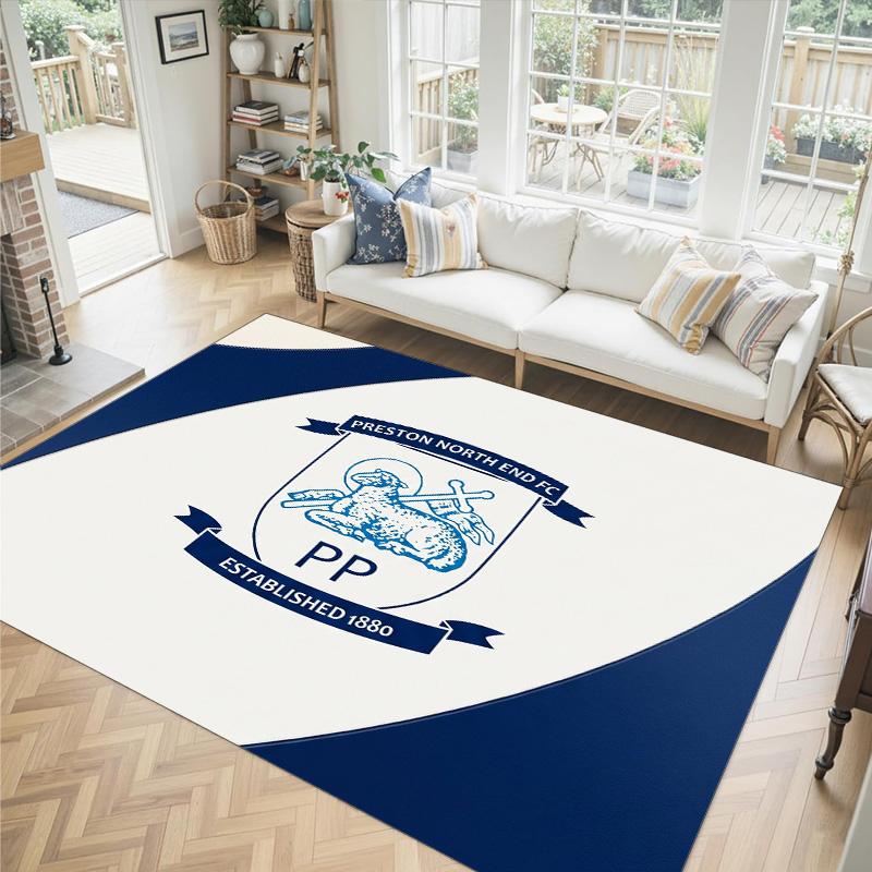 Preston North End Football Design Crystal Velvet Carpet Cozy Non?Slip Printed Rug For Bedroom Living Room Entrance