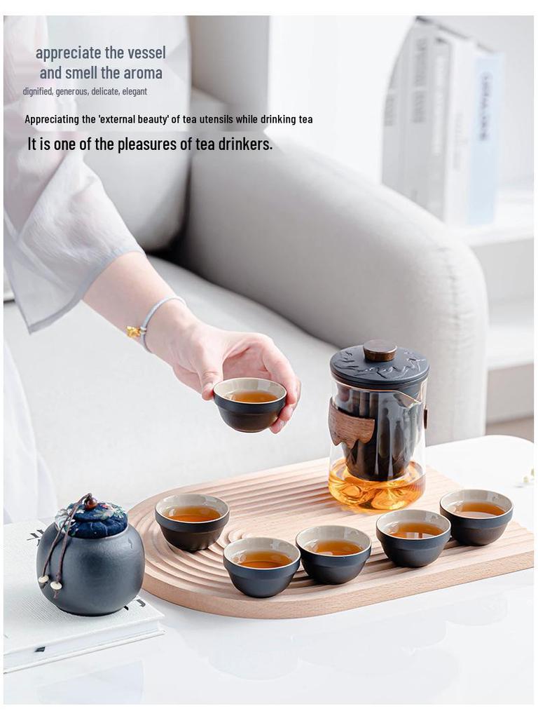 Portable Glass Travel Tea Set: Quick Outdoor Kung Fu Tea Cup & Japanese Teapot - Perfect Business Gift Set