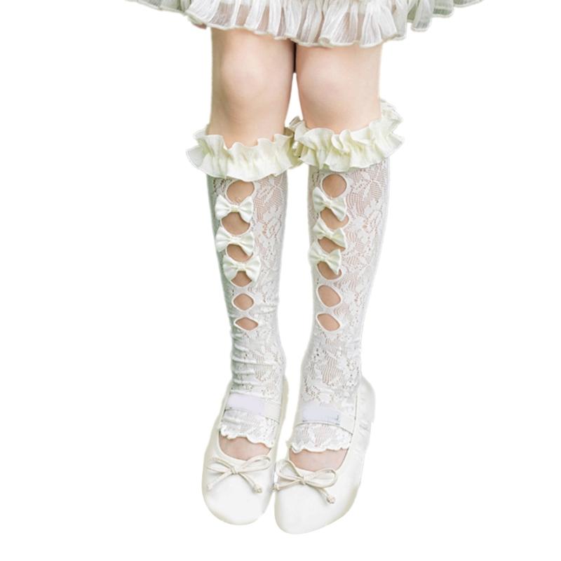 

Ballet Inspired Lace Trim Leg Warmer for 3-13Y Girls Stretchy Ribbed Cuffs Soft Combed Cotton Leggings Accessories бежевий