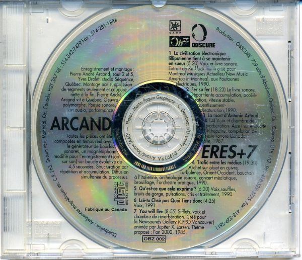 

CD PIERRE-ANDRÉ ARCAND - Eres+7 OBZ002 Obscure 1992 Canada Dance & Electronica Used