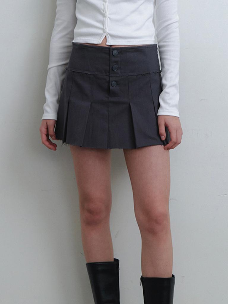 Kinder Baby Damage Cutting Pleats Skirt - Grayish Chacoal
