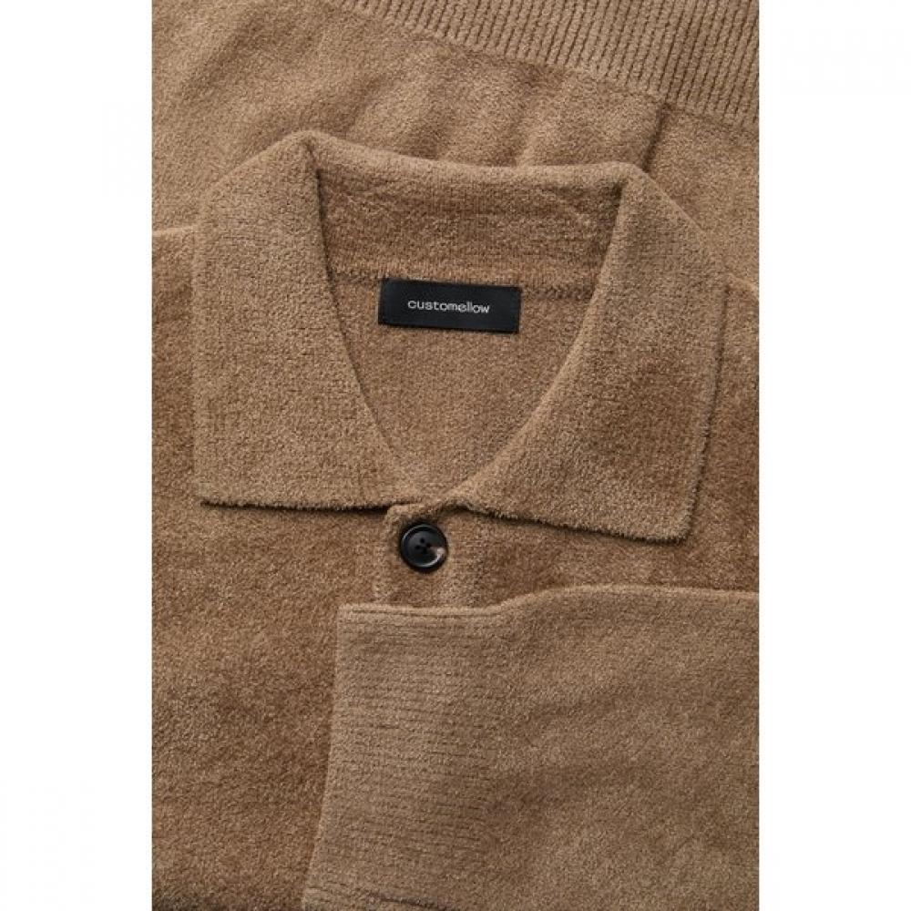 Customellow Brown Chenille Collar Cardigan Off Season Cwwaw25712brx