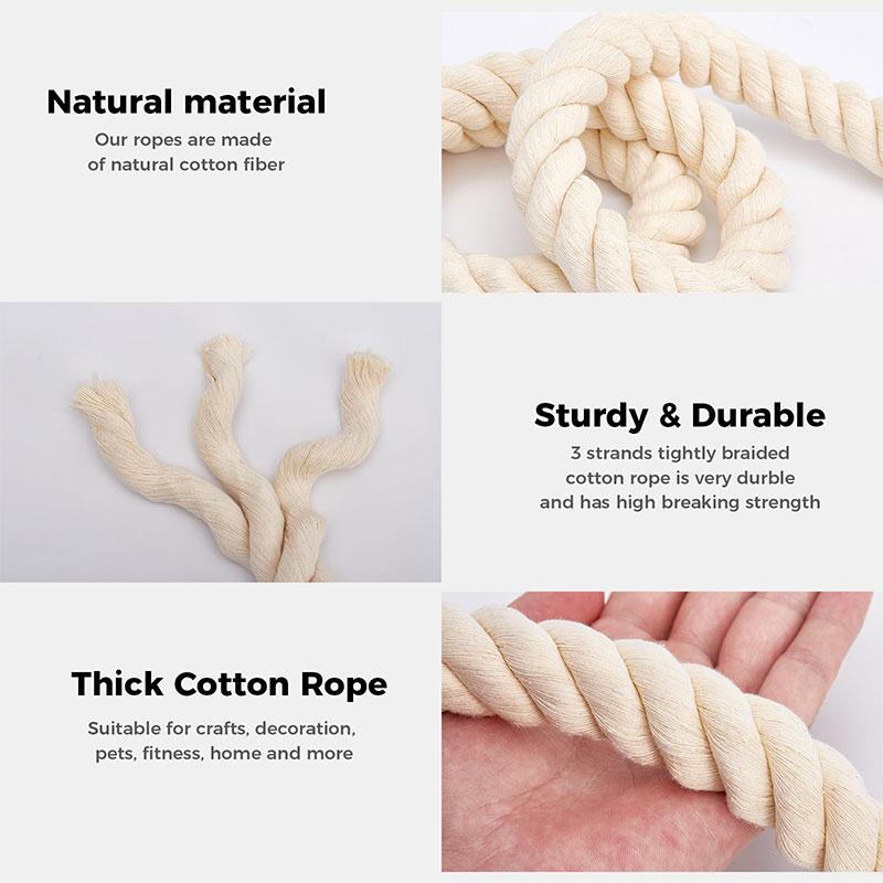 Corda Macramè 3-20mm Corda Intrecciata in Cotone Naturale per Artigianato Fai-da-te Stendibiancheria Multiuso Uso Interno ed Esterno Realizzazione di Decorazioni da Parete